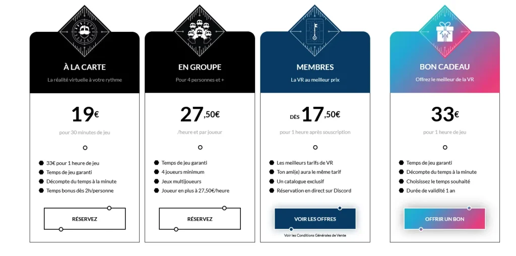 tarifs et formules disponibles chez MindOut