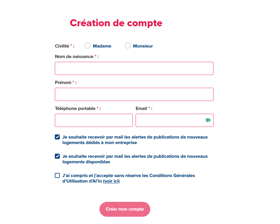 Comment créer un compte sur al in.fr