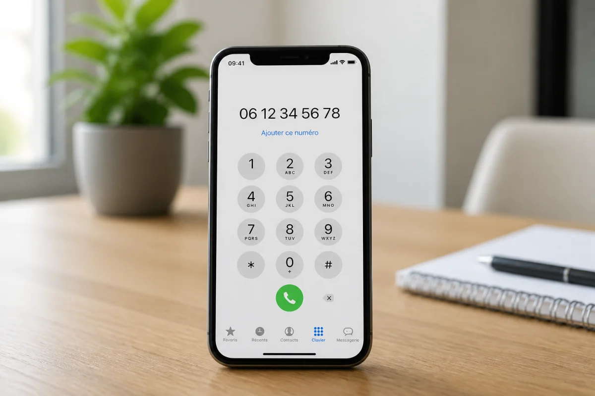 Smartphone moderne affichant un numéro sur son écran pour identifier quel opérateur utilise le préfixe 0767.