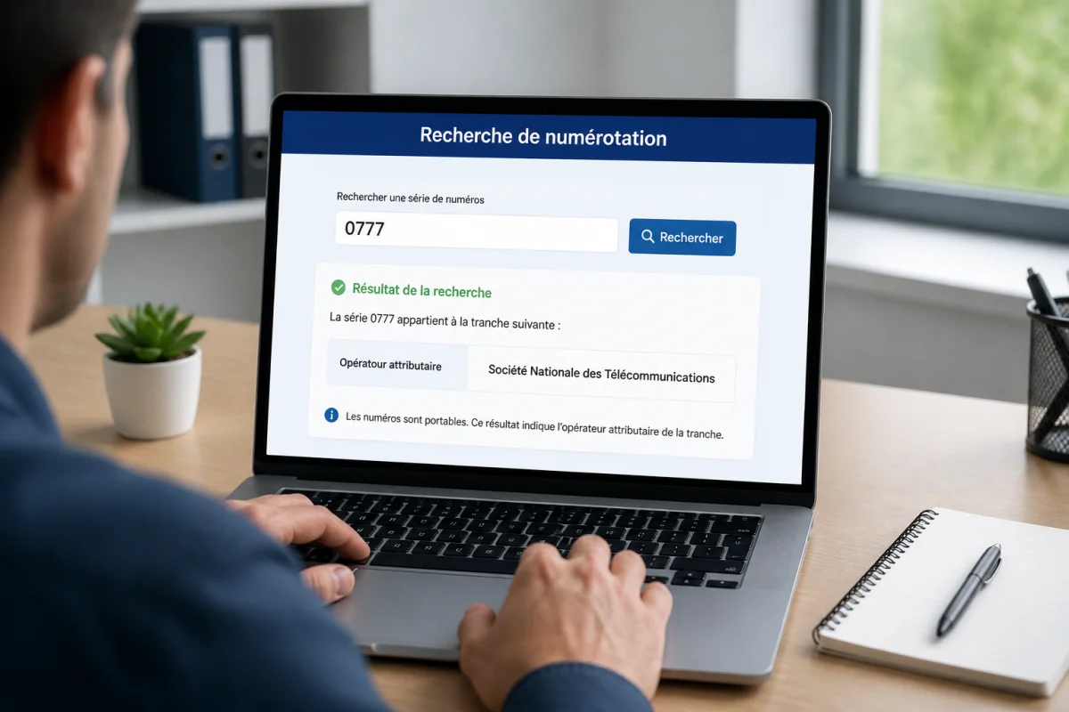 Recherche de l’opérateur associé au préfixe 0777 sur un outil officiel de numérotation mobile