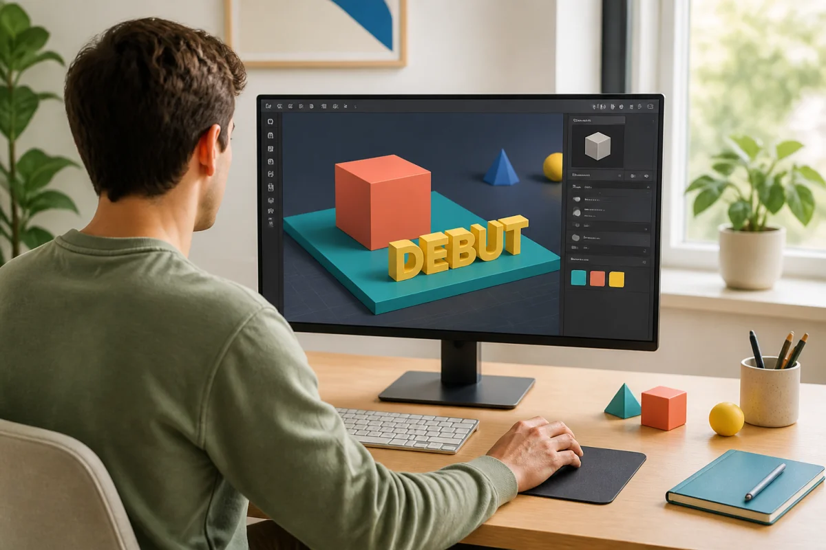 Comment créer une animation 3D avec un cube coloré, un texte en relief et un ordinateur de modélisation พรรคฝ่ายค้าน